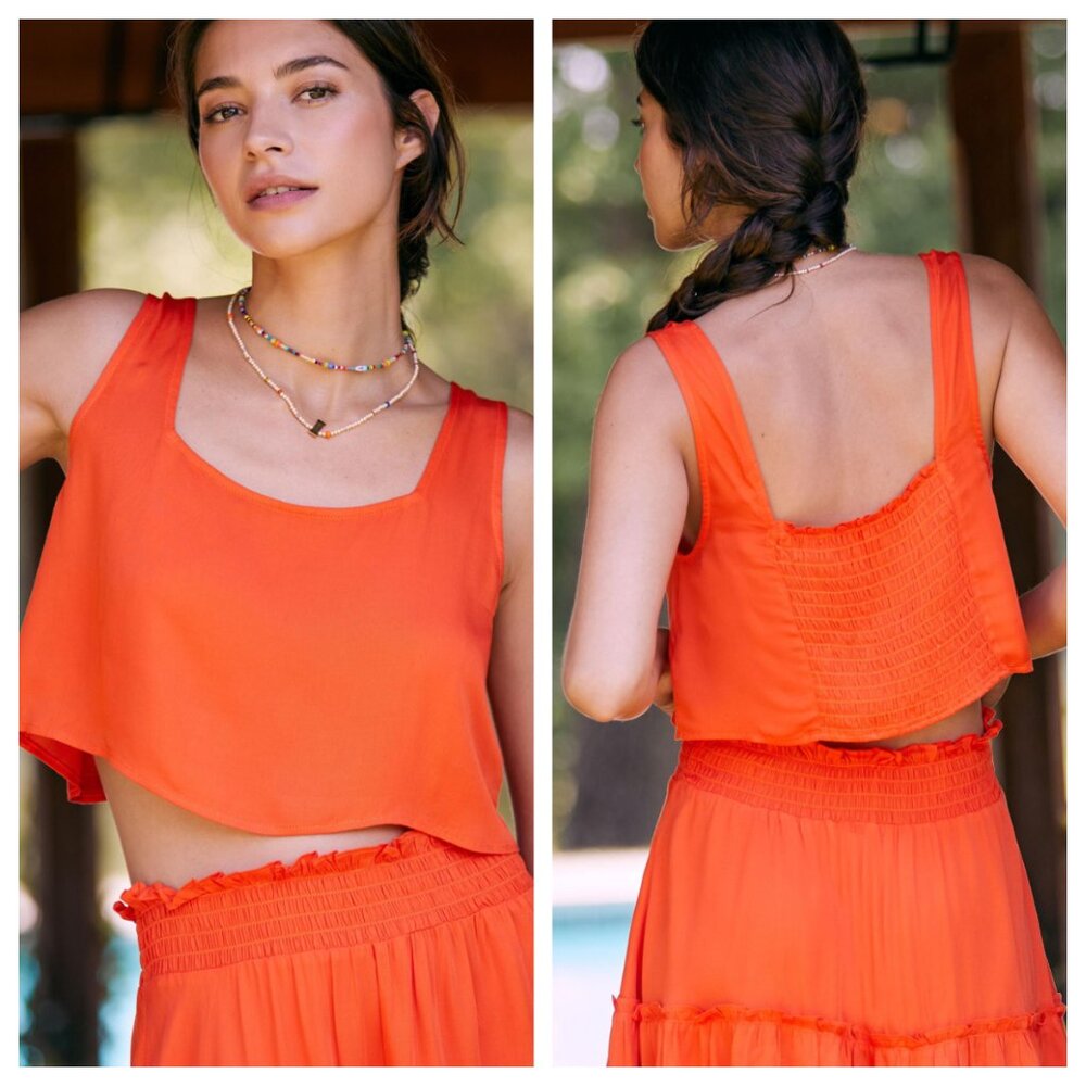 NWOT Anthropologie Breezy Swimwear Cover-Up Mini Smocked Skirt & Top Set. Large. - Picture 5 of 13